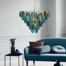 Lampade a sospensione Lampada da soggiorno in vetro colorato creativo di lusso leggero europeo e americano Lampadario dal design semplice per la casa