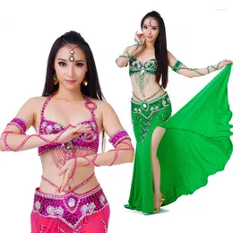 Scene Wear Belly Dance Costume S/M/L 3PCS Brabeltskirt Sexig dansande kvinnor Kläder Set Bellydance 10 Färg för urval 700#