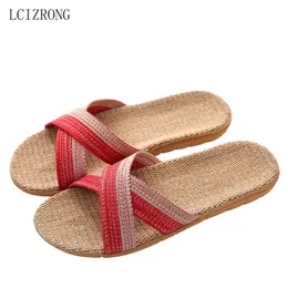 Slippers LCIZRONG 2020 Home Slippers For Women Large Size Comfortable Beac Couple Women Men Linen Indoor Shoes Z0317