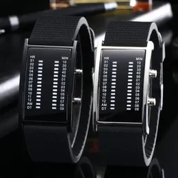 Zegarek moda mężczyźni kobiety luksusowe para modele eksplozje silikonowe podwójne rzędowe lights binarne zegarki elektroniczne LED zegar