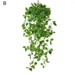 Decorative Flowers Create Vitality Plastic 5 Fork Simulation Green Scindapsus Cirrus Plant Home Decor