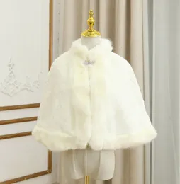 Wraps & Jackets Ivory/White Faux Fur Cape Winter Bridal Shawl Wedding Bridesmaids Shrug For Kids Wrap