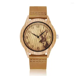 Wristwatches Gorben Imitation Wooden Watch Men Casual Leather Strap Quartz Ladies Clock Gifts Women