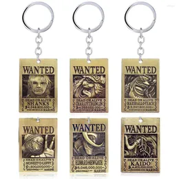 Keychains Anime One Piece Kaidou Luffy Linlin Edward Gate Teach Wanted Key Chain Keyrings Metal Men Jewelry Wholesale