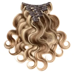 P6/613# Ash Extensions Bod Wave Raw Virgin Human Remy Seamless Clip INS 직선 헤어 피스 백인 유럽 HOT 100G/SET