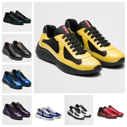 Lüks Moda Markaları Erkekler Amerika Kupası XL Deri Spor Ayakkabıları Yüksek Kaliteli Patent Düz Eğitmenler Siyah Mesh Dantel Up Sıradan Ayakkabı Açık Trainer Sporlar Kutusu