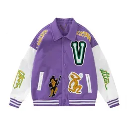 Män broderi unisex mode överdimensionerade hiphop varsity baseball mantel skinnhylsa hej gata lös passivt bokstäver ytterkläder 4xgp