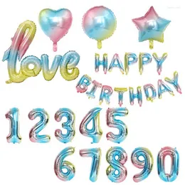 Party Decoration 32inch Number Ballons Helium Gradient Colorful Star Heart Round Foil Balloons Children's 16th Happy Birthday