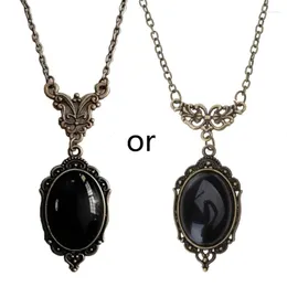 Pendant Necklaces Vintage Goth Red/Black Quartz Crystal Cameo Chain Necklace Women Fashion Jewelry Charm Accessories
