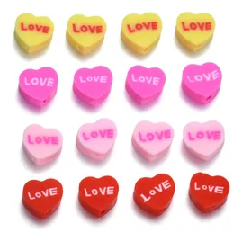 Loose Beads for Bracelets Making Polymer Clay Pink Yellow Red Color Love Heart Heart Fashion Jewelry Necklace Diy Kits Girls Kids Crafts Bead