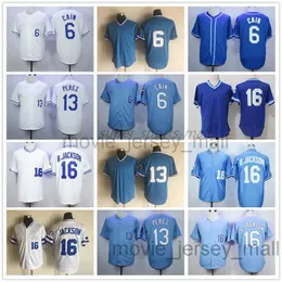 Vintage College Baseball Wears Jersey 6 Lorenzo Cain 13 Saador Perez 16 Bo Jackson 5 George Brett 1985 Men Women Youth Size S--xxxl