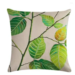 Pillow Tropical Green Leaf Series Linen Capa 45 45cm Sofá Caso decorativo de alta qualidade