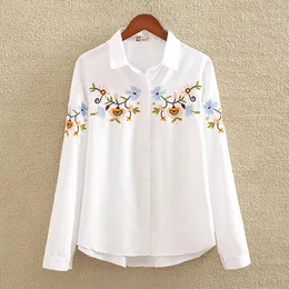 Women's Blouses Nvyou Gou 2023 Floral Embroidered Blouse Shirt Women Slim White Tops Long Sleeve Woman Office Shirts Plus Size