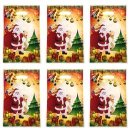 Gift Wrap Christmas Santa 10pcs/lot Claus Bag Girl Birthday Party Decor Candy Snack Biscuit Plastic Tote Baby Shower Supply