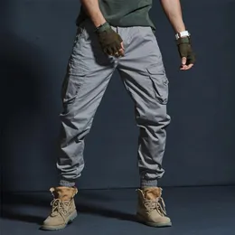 Herrbyxor hösten våren khaki casual män militär taktisk pantalon joggar kamouflage last grå armé gröna flerficka byxor