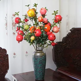Decorative Flowers Simulation Pomegranate Branch Twig Length 80cm Artificial Foam Fruits Tree Brach Vase Ornament Chinese Porch Fortune