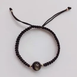 Strand Cool Black Semi-Erecious Stone Pärlor Armband Obsidian Amethyst Hand Sticking Rope Chain Bangle Woman Par Girl Friend Jewelry