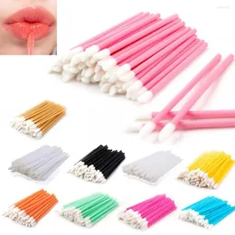 فرش المكياج 50pcs قابلة للتخلص من فرشاة الشفاه Velor Applicators أحمر الشفاه Mascara Wands Lash Make Up Eyelash Women Excalsions