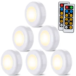 Wireless LED Puck Lights Kitchen Under Cabinet Lighting with Remote Control Battery Powered Dimmable Closet Night Li