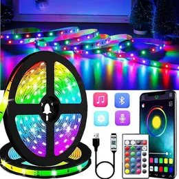 LED Strips LED Strip Light RGB 2835 USB 5V Bluetooth 5050 DIY Smart Flexible Diode Suitable For Room kitchen Party Decor Luces Holiday Gift P230315