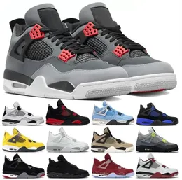 Neue Basketballschuhe Turnschuhe Universität Blau Weiß Oreo Metallic Lila Schwarz Cat Bred Shimmer Cactus Jack Og Jump Jumpman 4 4S Herren Herren Damen Große Größe US13