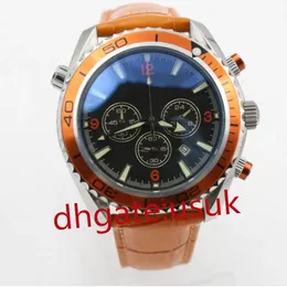 Homens assistem cronógrafo limitado assistir moldura laranja back preto dial quartzo profissional dive wristwatch clop dobring clop mass relógios