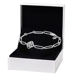 925 Sterling Silver Rose Petal Chain Bracelet لـ Pandora CZ Diamond Hand Chain مصمم زفاف مجوهر
