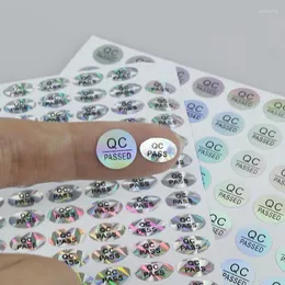 Geschenkpapier 800/1800 Stück Spot Supply 10 mm QC PASSED Hologramm-Laser-PET-Papieretiketten-Produktzertifizierungsaufkleber