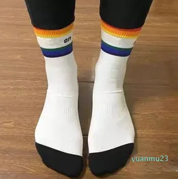 Women LL Long Socks With Tags Fashion yoga Sports Media Corta High Sock Rainbow Colors4584062 02