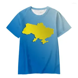 Männer T Shirts T-Shirts 2023 Sommer 3D Baumwolle T-Shirt Ukrainische Flagge Karte Drucken Übergroße Europäische Größe