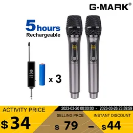 Voice Changers Wireless Microfoon G Mark X220U UHF Registratie Karaoke Mic met oplaadbare lithiumbatterijontvanger Werk 5 uur voor S ER 230320