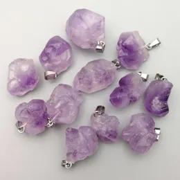 Charms Fashion High quality Natural amethysts stone pendants for jewelry making charms Irregular accessories 24pcslot 230320