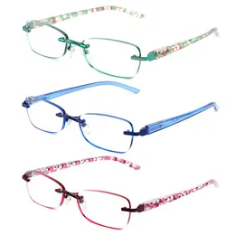 Solglasögon 3st Packar högkvalitativ UV400 Rimless Women's Reading Glasses Magnifier för Eyewear Presbyopic Woman Without Rim