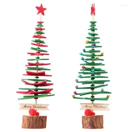 クリスマスデコレーションdiy 5点星形状ペンダント木製クリスマスミニツリーサプライズギフト