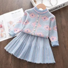 Flickans klänningar Autumn Toddler Winter Baby Girls Dres Baby Girl Knit Dress Girl Ruffled Sleeve Sweater Dress Clothing Lace Dress 230320