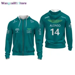 Kurtki męskie 2023 Aston Martin F1 Jacket Alonso Jersey Uniform Loose Coat Formula 1 Racing Suit Męska i damska odzież dla fanów MOTO Jack Tops 0320H23