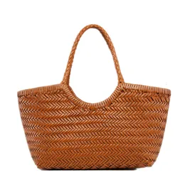 Evening Bags Handwoven 100% Genuine Leather Woven casual vegetable basket bag with Casual Inside Vintage Shopping Tote 230320