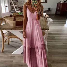 Casual klänningar kvinnor 2023 ärm sommarlång klänning gradient färg backless strand boho tryck v hals semester semester