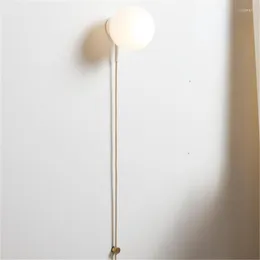 Vägglampa nordiskt glas med plugtrådskulskulsljus designer heminredning sconce ljusarmatur industriell LED -belysning