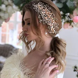 Nakrycia głowy Bridal Hair Band Wedding Vines Rhinestone Akcesoria Crown Shinny Heakddress Pearl