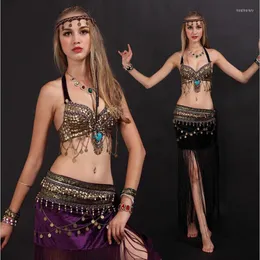 Stage Wear 2023 Women AST Tribal Belly Dance Costume Set Egyptian Bra Belt Performance Clothing On Sale