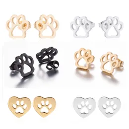 Wholesale Stainless Steel Earring Animal Paw Print Stud Earrings For Women Mens Girls Kids Jewelry Party Gifts
