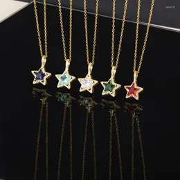 Pendant Necklaces Exquisite Rhinestone Star Choker Colorful Crystal Five-pointed Necklace Pedant Charm Bijoux Femme Gifts For Girls