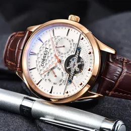腕時計のラックスウォッチトップブランド44mmドームガラス時計時計ローズゴールドケースカレンダーメンズオートマチック腕時計レリジオマスクリノ