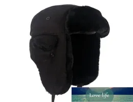 New Ushanka Earflap Hats Winter Winter Black Bomber Hat Men Faux Fur Fur Russian Gorros de Aviador Factory Design QuA5990412