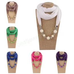 Solid smycken pärlstav hängen halsband halsduk huvud halsdukar kvinnor etnisk bomullslinne muslimska hijab halsdukar lindar foulard femme