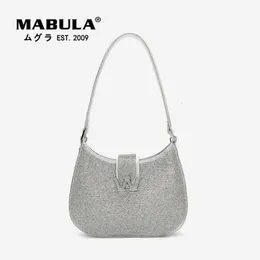 Evening Bags MABULA Bling Women Shoulder Small High Quality Diamond Tote Handbag Luxury Design Half Moon Purse Crossbody Bag 230320