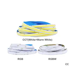 Strisce LED CoB CCT/RGB/RGBW Light Strip 840leds/m FOB flessibile ad alta densità FOB RA90 Luci dimmerabili lineari lineari DC24V 12V Delivery Delivery Dh3DC