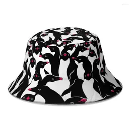 Boinas Kawaii Penguin Fisherman Hats Unissex Cool Cartoon Animal Spring Bucket Hat Hat Travel Panamá à prova de sol