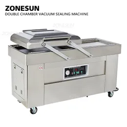 Zonesun Otomatik Çift Oda Vakum Ambalaj Makinesi Vakum Baskı Sızdırmazlık Makinesi Vakum Paketleyici Gıda Çantası Sızdırmazlığı Mühürlü ZS-DZ400 220V